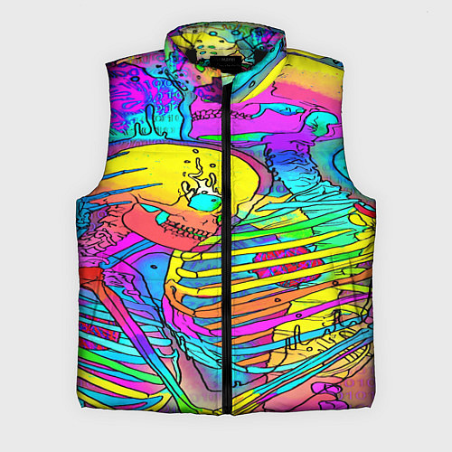 Мужской жилет Черепа неоновые краски / 3D-Черный – фото 1