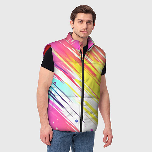 Мужской жилет Брызги краски на белом фоне / 3D-Красный – фото 3