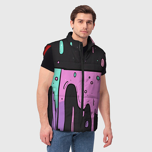 Мужской жилет Стекающая краска текстура / 3D-Красный – фото 3