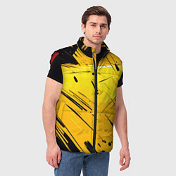Мужской жилет Желтая краска на черном фоне, цвет: 3D-красный — фото 2
