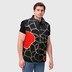 Мужской жилет Красная абстракция на черном лаке, цвет: 3D-черный — фото 2