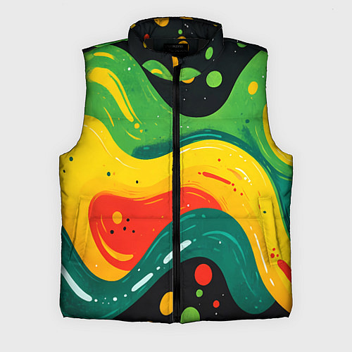Мужской жилет Желто-зеленая краска текстура / 3D-Черный – фото 1