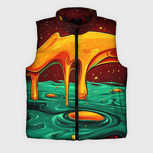Мужской жилет Оранжевая клякса текстура / 3D-Черный – фото 1