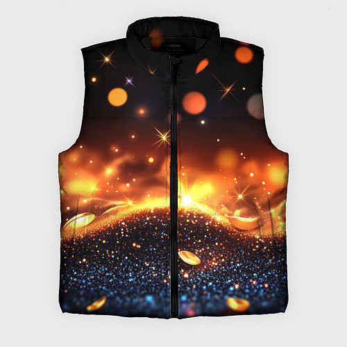 Мужской жилет Оранжевое боке на черном / 3D-Черный – фото 1