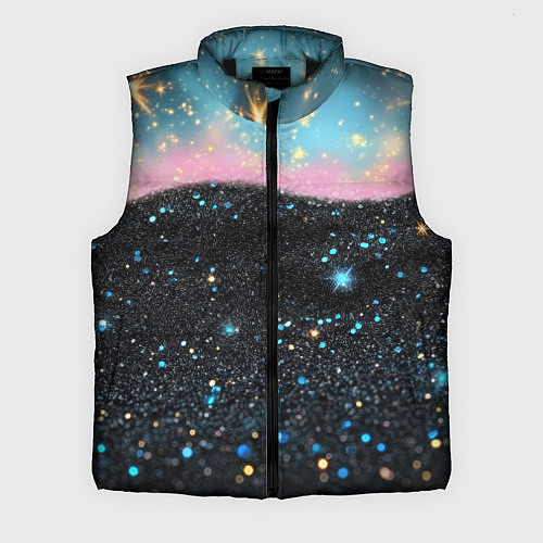 Мужской жилет Блестящая текстура на черном / 3D-Черный – фото 1