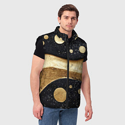 Мужской жилет Золотая объемная абстракция - текстура, цвет: 3D-черный — фото 2