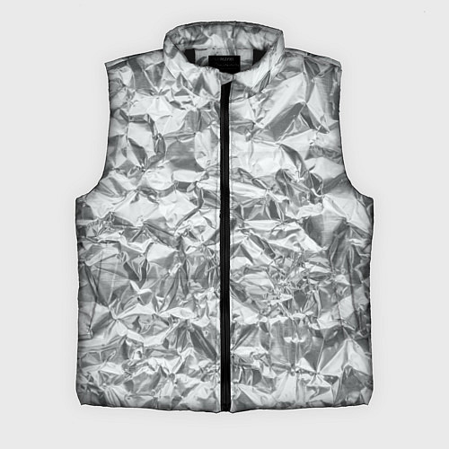 Мужской жилет Серебряная фольга - мятая текстура / 3D-Черный – фото 1
