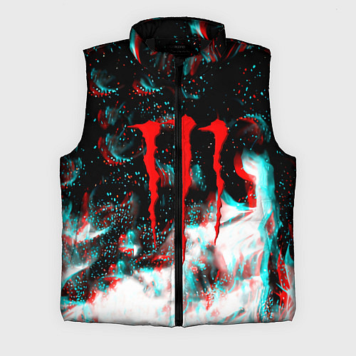 Мужской жилет Monster energy огонь глитч / 3D-Черный – фото 1