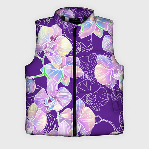 Мужской жилет Японские акварельные орхидеи / 3D-Черный – фото 1