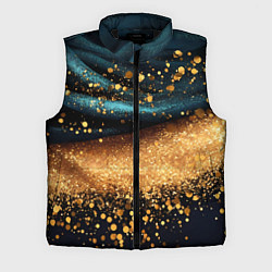 Мужской жилет Золотинки на бирюзовой текстуре, цвет: 3D-черный
