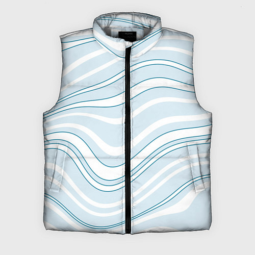 Мужской жилет Светлый бело-голубой волнистые полосы / 3D-Светло-серый – фото 1