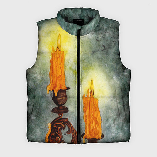 Мужской жилет Две горящие свечи в темноте / 3D-Черный – фото 1