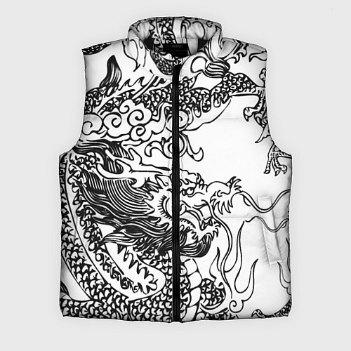 Мужской жилет Татуировка дракона на белом / 3D-Черный – фото 1