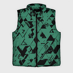 Мужской жилет Зелёный с чёрным абстракция треугольники