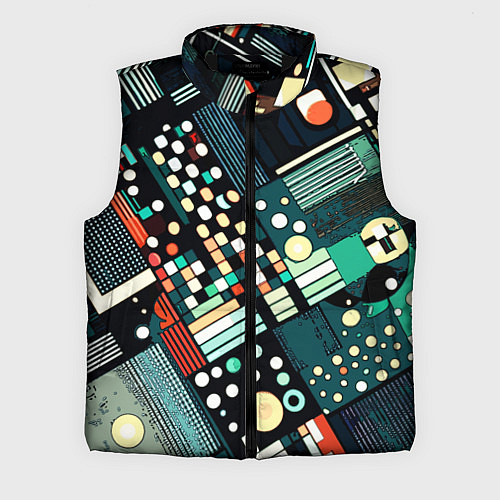 Мужской жилет Тёмно-синий абстракция полосы кружочки / 3D-Черный – фото 1