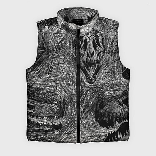 Мужской жилет Черепа динозавров - эскиз / 3D-Черный – фото 1