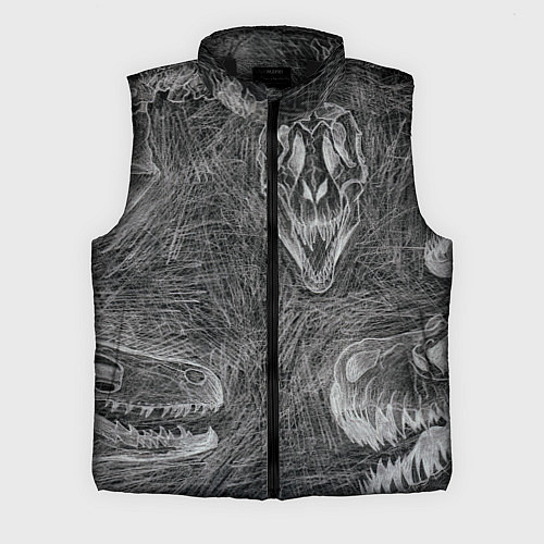 Мужской жилет Черепа динозавров - эскиз / 3D-Черный – фото 1