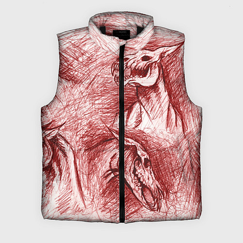 Мужской жилет Черепа лошадей - эскиз / 3D-Черный – фото 1