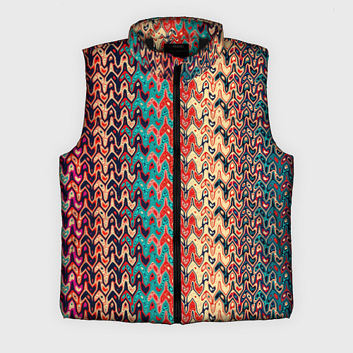 Мужской жилет Красно-синий искажённые полосы узор / 3D-Черный – фото 1