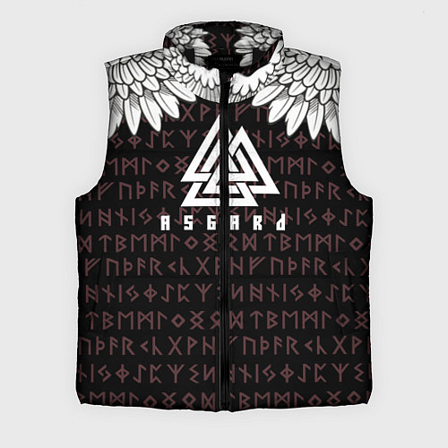 Мужской жилет Асгард на фоне рун и валькнут / 3D-Черный – фото 1