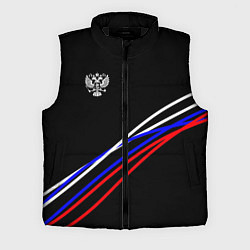 Мужской жилет Герб и полосы цветов флага на чёрном, цвет: 3D-черный