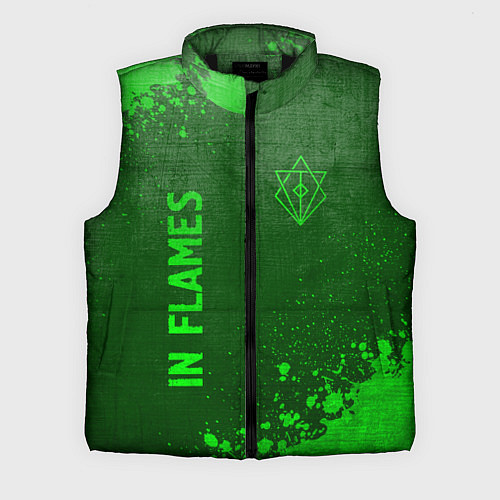 Мужской жилет In Flames - green gradient вертикально / 3D-Черный – фото 1