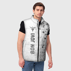Мужской жилет Bon Jovi - white gradient по-вертикали, цвет: 3D-черный — фото 2