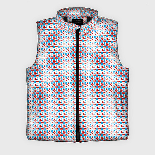 Мужской жилет Красно-синие фигуры на белом фоне / 3D-Черный – фото 1
