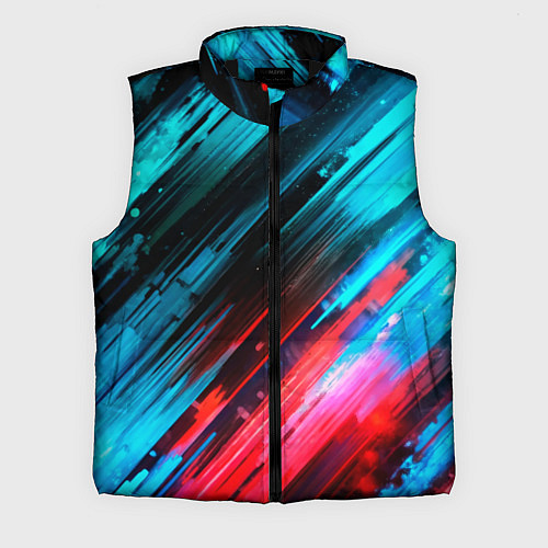 Мужской жилет Синяя и красная краска на черном / 3D-Черный – фото 1