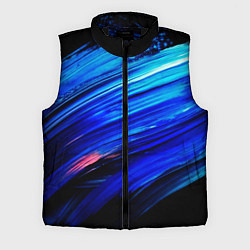 Мужской жилет Синии кисти краски на черном, цвет: 3D-черный