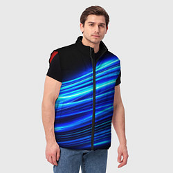 Мужской жилет Синие неоновые линии краски, цвет: 3D-красный — фото 2