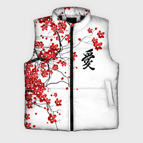 Мужской жилет Сакура с иероглифом Любовь / 3D-Черный – фото 1