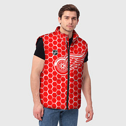 Мужской жилет Детройт Ред Уингз - красные соты, цвет: 3D-черный — фото 2