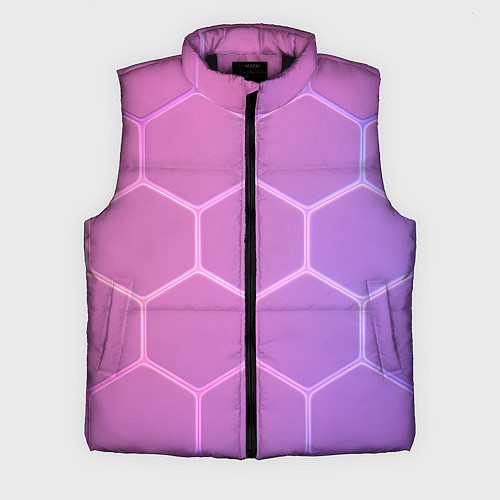 Мужской жилет Розовые неоновые соты / 3D-Черный – фото 1