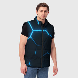 Мужской жилет Черные плиты с синим светом, цвет: 3D-черный — фото 2
