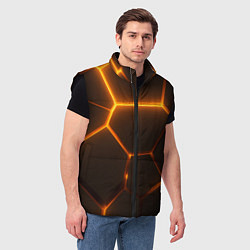 Мужской жилет Оранжевое свечение текстура, цвет: 3D-черный — фото 2