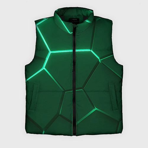 Мужской жилет Зеленые плиты с неоном / 3D-Черный – фото 1
