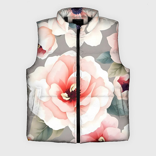 Мужской жилет Нежные цветы / 3D-Черный – фото 1