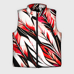Мужской жилет Крупные листья абстракция красный