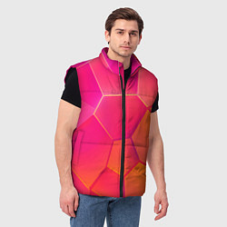 Мужской жилет Розово-оранжевые плиты, цвет: 3D-черный — фото 2