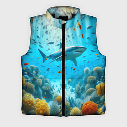 Мужской жилет Белая акула в коралловом рифе, цвет: 3D-черный