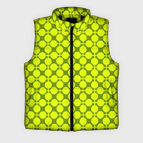 Мужской жилет Желто зеленый неоновый узор ретро в горох / 3D-Черный – фото 1