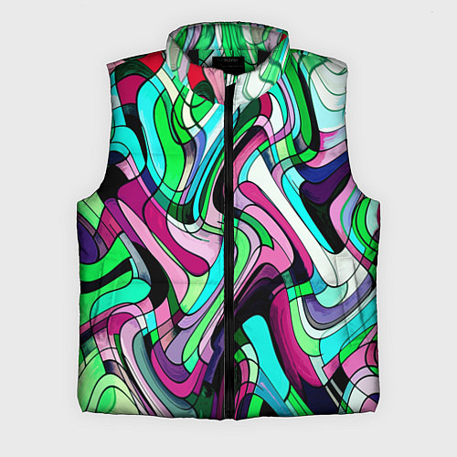 Мужской жилет Зелёно-розовый искажённая абстракция / 3D-Черный – фото 1