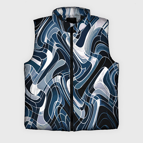 Мужской жилет Тёмно-синий искажённая абстракция / 3D-Черный – фото 1