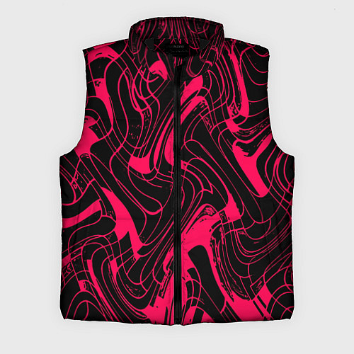 Мужской жилет Чёрно-розовый абстрактные линии / 3D-Черный – фото 1
