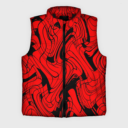 Мужской жилет Чёрно-красный абстрактный линии / 3D-Черный – фото 1