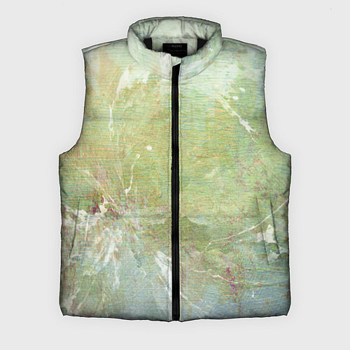 Мужской жилет Абстракция - white waves on green background / 3D-Черный – фото 1