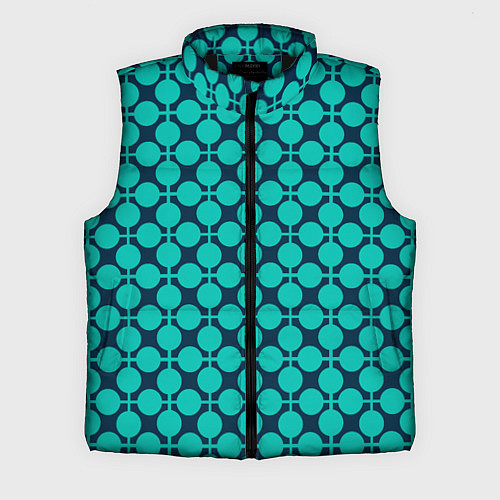 Мужской жилет Бирюзовый узор в клетку и горошек ретро / 3D-Черный – фото 1
