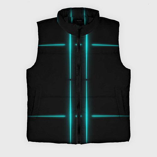 Мужской жилет Neon black light blue line / 3D-Черный – фото 1