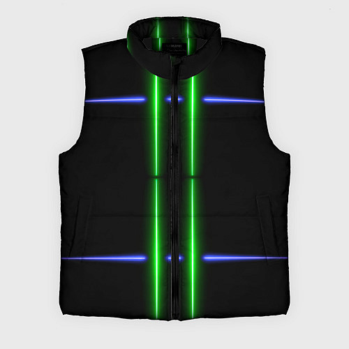Мужской жилет Neon black light blue green line / 3D-Черный – фото 1